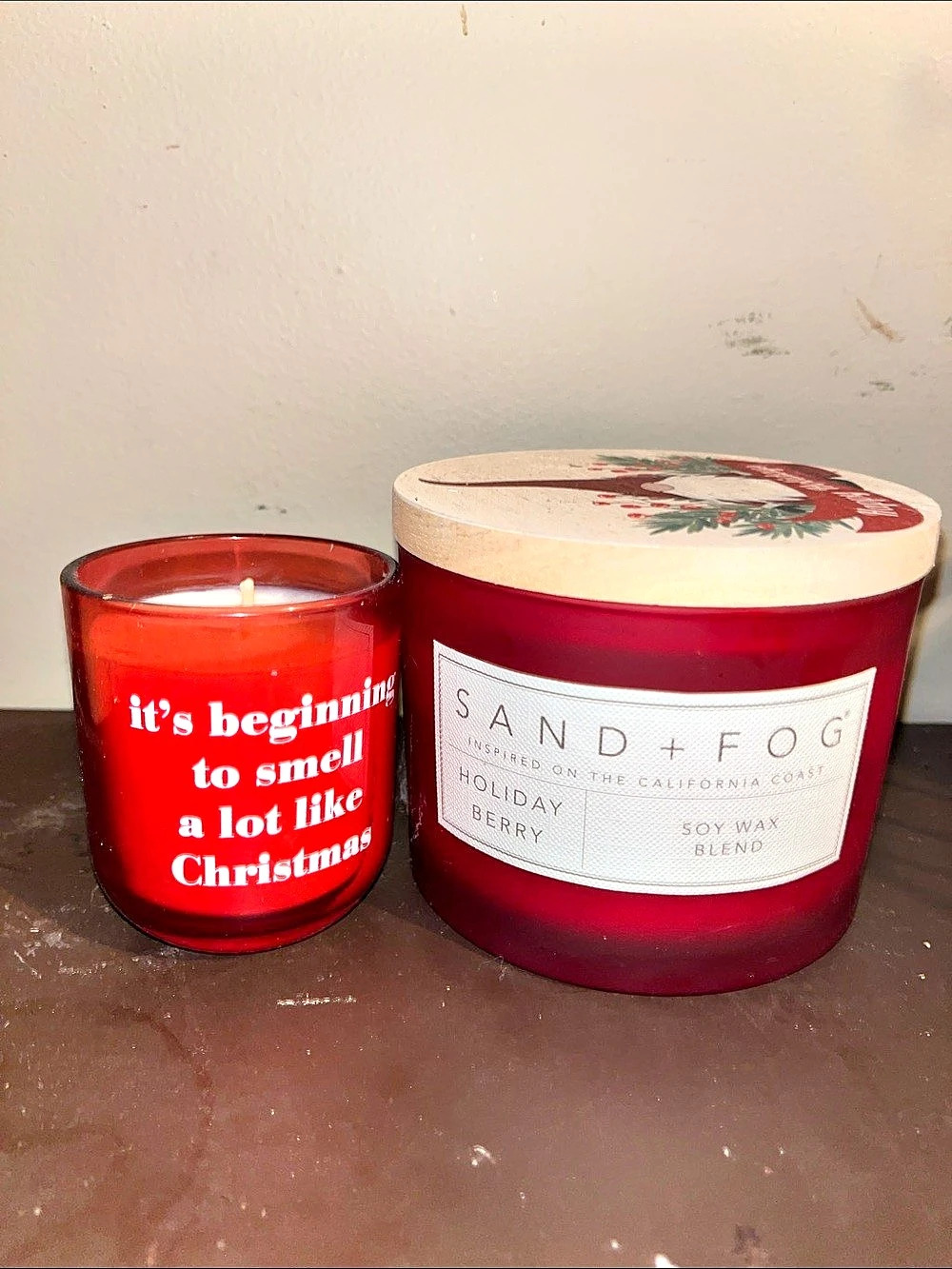 Sand + Fog Holiday Red Berry & Soy Wax Blend Red Holiday Candles Set